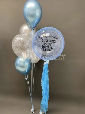 Набор голубых шаров на выписку из роддома малыша