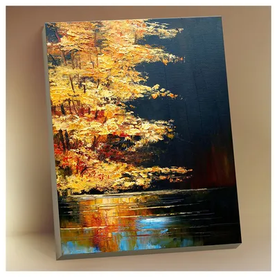 Картина для интерьера, пейзаж, \"Золотая осень\" холст, масло, ручная работа  - купить по низкой цене в интернет-магазине OZON (845542649)