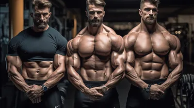 3 мускулистых мужчины в спортзале позируют вместе, картинка мускулистых  мужчин, люди, мужчина фон картинки и Фото для бесплатной загрузки