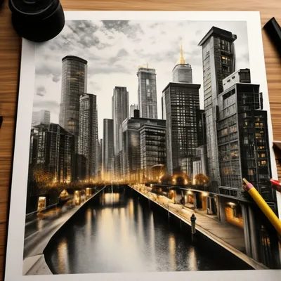 иллюстрация высотного здания , нью-йоркский городской пейзаж, рисунок  городской пейзаж, нарисованный вручную город, акварель, город, монохромный  png | PNGWing