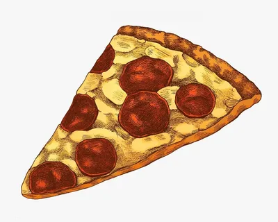 Нарисованная рукой иллюстрация пиццы шаржа | Премиум векторы