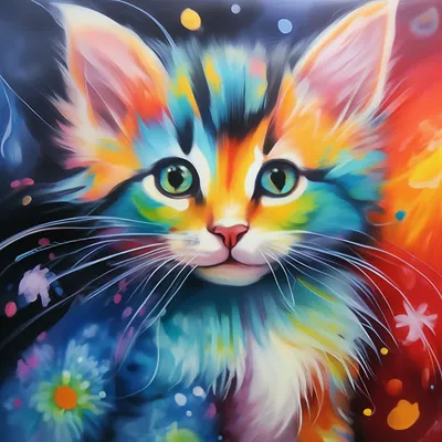 Нарисованный красками котёнок» — создано в Шедевруме