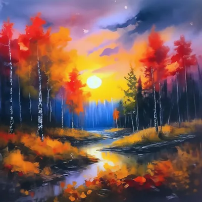 Осенний пейзаж, нарисованный красками…» — создано в Шедевруме