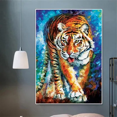 разноцветная голова тигра живопись, тигр абстракционизм рисунок живопись,  тигр, нарисованный, животные, симметрия png | PNGWing