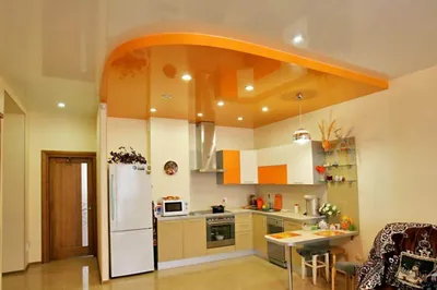 Фото натяжных потолков для кухни