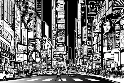 Картина \"Черно-белый Нью-Йорк. Панорама\" | Интернет-магазин картин  \"АртФактор\"