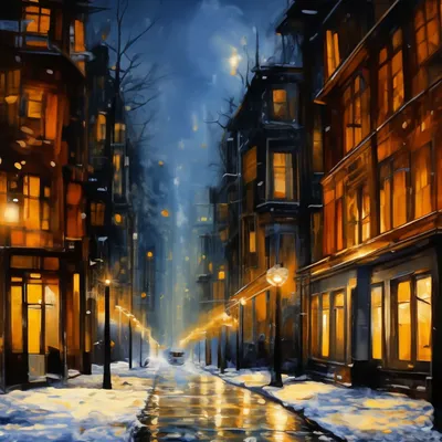 Зимняя ночь в городе огней\" На …» — создано в Шедевруме