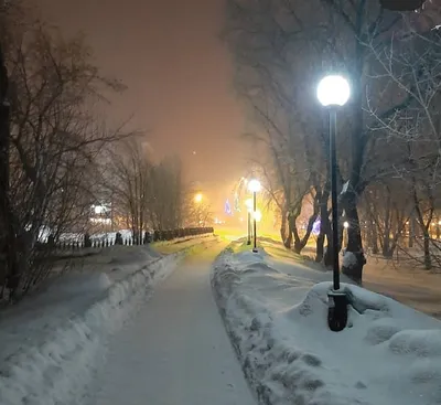 Хибины, ночной город, зима