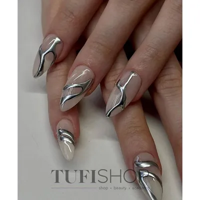 Маникюр 2023 (Расплавленный серебряный металл) - купить Маникюр и педикюр -  дизайн ногтей в Германии | Маникюр и педикюр - дизайн ногтей - tuffishop