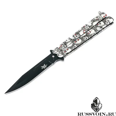 Нож бабочка тренировочная skull red SD3042 купить по низкой цене, недорого  в интернет магазине 3Knife.ru