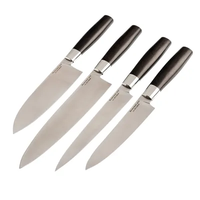 Набор из 4 кухонных ножей, сталь Х12МФ, рукоять граб, nab_h12 по цене  23990.0 руб. - купить в Москве, СПБ