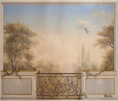 Роспись обманки на стенах и потолке в интерьере - Студия Парк Зодчий