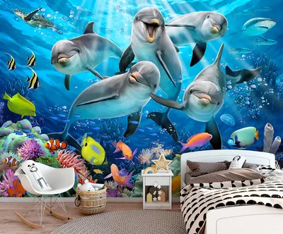 Флизелиновые Фото Обои Море 368x254 См 3D Дельфины и Подводный Мир  (12849V8)+клей — Купить на BIGL.UA ᐉ Удобная Доставка (1540136718)