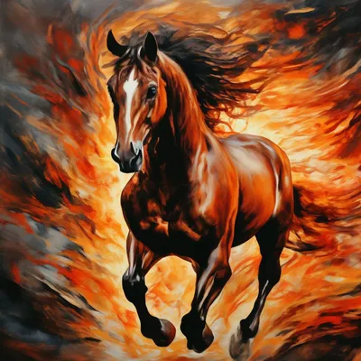 Абстрактный рисунок огненной лошади …» — создано в Шедевруме