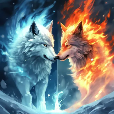 Огненный волк и ледяной волк» — создано в Шедевруме
