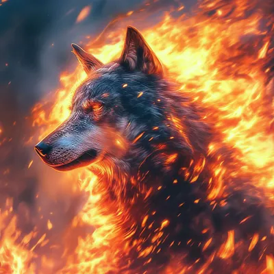 Огненный волк, везде пожар, огонь, …» — создано в Шедевруме