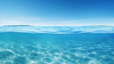 Голубая поверхность воды моря или океана с горизонтом и небом Стоковое  Изображение - изображение насчитывающей красивейшее, небо: 44486909