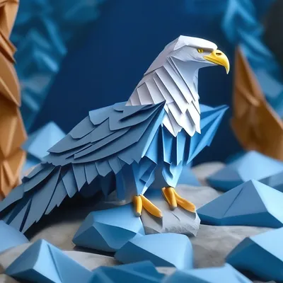 Оригами модули орёл, сидит на …» — создано в Шедевруме