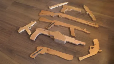Набор деревянного оружия, Игрушки из дерева, резинкомёт, нож керамбит |  AliExpress