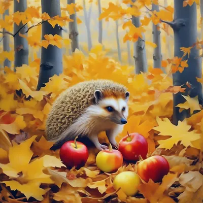 Осень золотая в лесу, животные ёжик…» — создано в Шедевруме