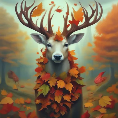 Рисунок золотая осень с животными - 71 фото