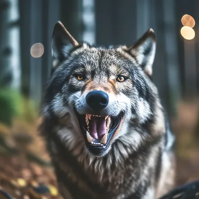 Волк, оскал, ночь, лес, , эстетично…» — создано в Шедевруме