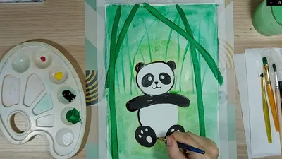 Нарисовать поэтапно животных, панда