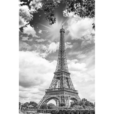 Самоклеющиеся фотообои \"Париж, Эйфелева башня, сепия\", 90x210 см, эффект  черно-белый, - купить в Москве, цены на Мегамаркет