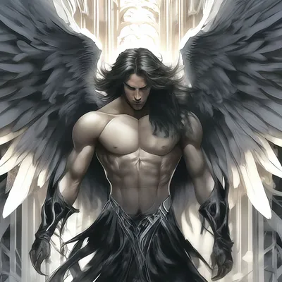 Ангел, парень ангел, большие чёрные…» — создано в Шедевруме