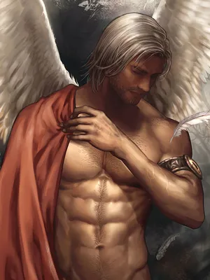 молодой сильный ангел с белыми крыльями с небес. Ангел с мускульным телом.  чувственный мужчина Стоковое Изображение - изображение насчитывающей  сказово, мужчина: 275075309