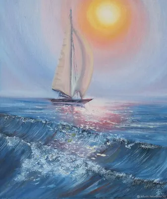 Парусник в море» картина Кораблевой Елены маслом на холсте — купить на  ArtNow.ru