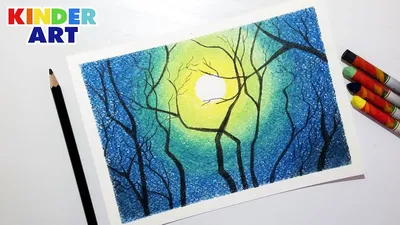 How to draw a beautiful night landscape with oil pastels step by step for  beginners - YouTube