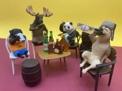 Пьяные животные серии гасяпон игрушки лосям панда волк Мопс 5 видов  креативная экшн-фигурка модель настольная игрушка орнамент | AliExpress