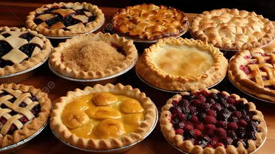 пироги в нескольких видах пирогов на деревянном столе, картинка пирога,  пирог, Десерт фон картинки и Фото для бесплатной загрузки