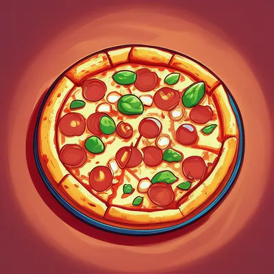 мультяшный кусочек пиццы с сыром пепперони и базиликом. обтравочный контур  включен Иллюстрация штока - иллюстрации насчитывающей клиппирование,  вкусно: 216667416