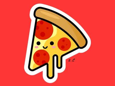 Мультяшная иллюстрация пиццы расплавленного питания, Objects Включая: пицца  и кусочек - Envato Elements