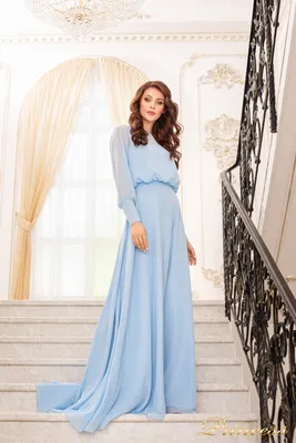 Купить вечернее платье 19050-b голубого цвета по цене 29500 руб. в Москве в  интернет-магазине Принцесса