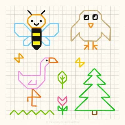 Простые рисунки ПО КЛЕТОЧКАМ для детей -10 Квадратных животных - Рисуем  сами вместе с ЛумПланет) #easydrawings #kidsdra… | Легкие рисунки,  Рисунки-каракули, Артбуки