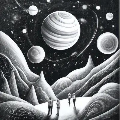 Нарисуй открытку 2d по теме космос…» — создано в Шедевруме