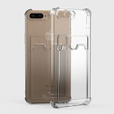 Чехол на прозрачный противоударный iPhone 7+/8 Plus с кармашком для фото и  карт - купить с доставкой по выгодным ценам в интернет-магазине OZON  (564745468)