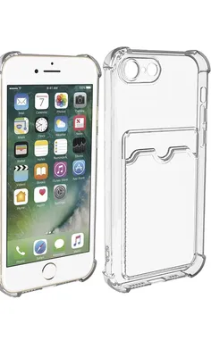 Прозрачный чехол на iPhone 6 / 6s с кармашком для карточки - купить с  доставкой по выгодным ценам в интернет-магазине OZON (587585801)