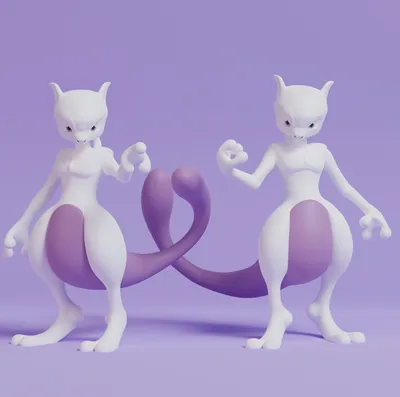 STL file Pokemon - Mew and Mewtwo with 2 poses 🐉・3D printing model to  download・Cults