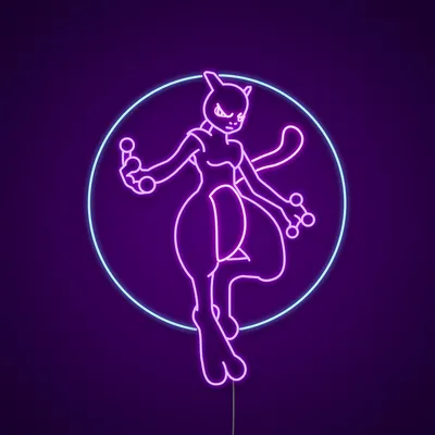 Flying Mewtwo Pokemon Neon Sign | LED Light | By Neonize