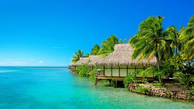 Флизелиновые фотообои лето море 3Д Природа Ландшафт Мальдивы - бунгало на  берегу океана (10228V)+клей купить по цене 200,00 грн