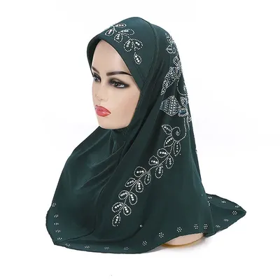 Женский мусульманский хиджаб с надписью «Стразы», 65 х55 см | AliExpress