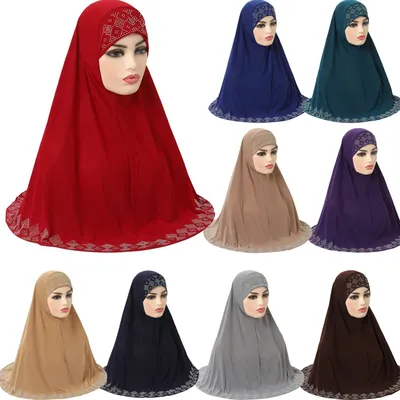 Купить Сплошной цвет женский головной платок шейный платок женский  мусульманский хиджаб с принтом | Joom