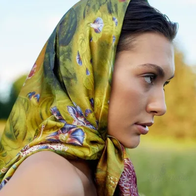 Купить в интернет-магазине женский платок турецкий лёгкий головной  сиреневый с принтом в Степмода
