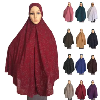 Купить Сплошной цвет женский головной платок шейный платок женский  мусульманский хиджаб с принтом | Joom