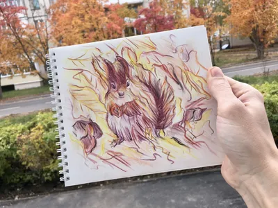 Рисунок карандашом, осень,женщина под…» — создано в Шедевруме