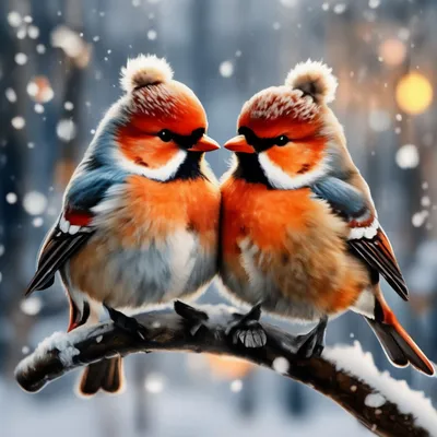 Миленькие птички зимой, акварель, …» — создано в Шедевруме